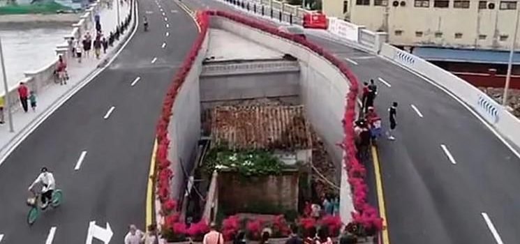 Construyeron una autopista alrededor de su casa