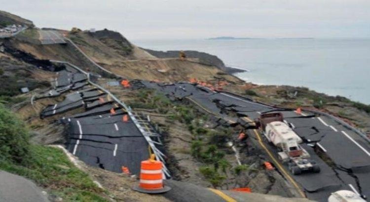 Declarán estado de emergencia por hundimiento de la carretera Escénica Tijuana-Ensenada