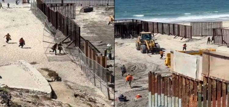 Migrantes cruzan a Estados Unidos por las obras en playa de Tijuana