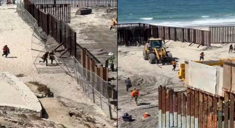 Migrantes cruzan a Estados Unidos por las obras en playa de Tijuana