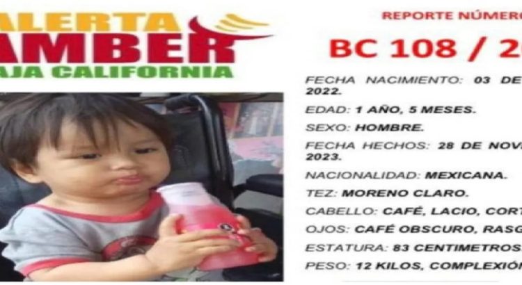 Activan la Alerta Amber en Tijuana por la desaparición del menor Mateo Adrián Herrera García.