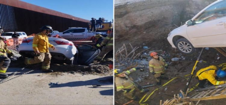Por ir en estado de ebriedad automovilista termina al interior de una excavación
