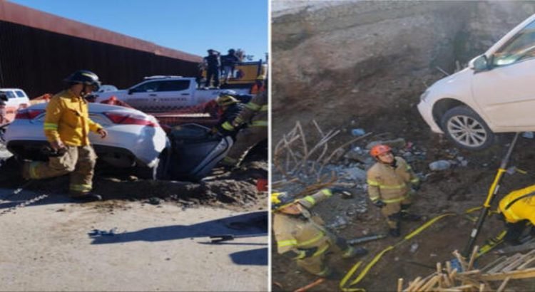 Por ir en estado de ebriedad automovilista termina al interior de una excavación