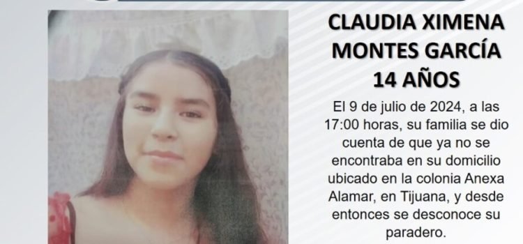 Reportan como desaparecida a la menor Claudia Ximena Montes, de 14 años