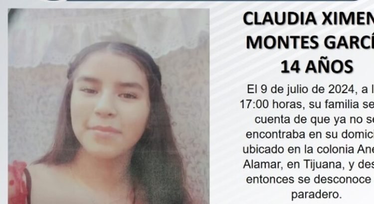 Reportan como desaparecida a la menor Claudia Ximena Montes, de 14 años