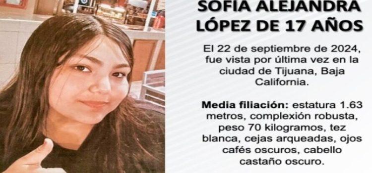 Reportan como desaparecida a Sofía Alejandra López de 17 años