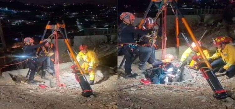 Rescatan a perrito atrapado en pozo de 20 metros