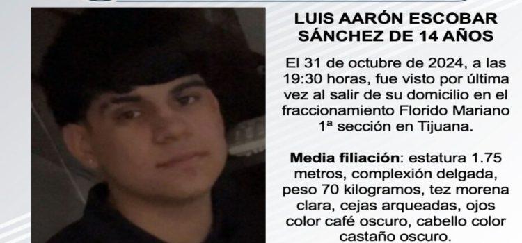 Desaparece Luis Aarón Escobar de 14 años