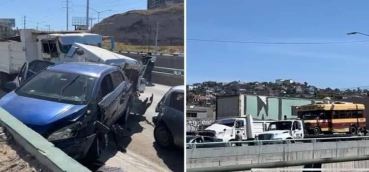 Se accidentan seis vehículos en el Libramiento Sur de Tijuana