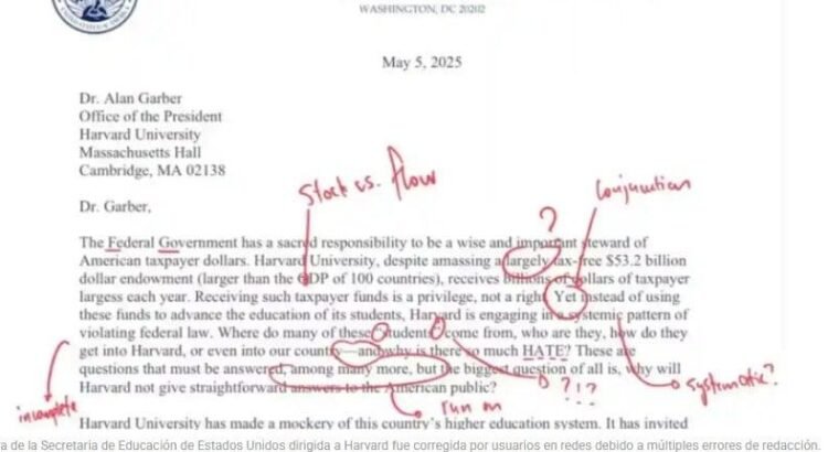 Secretaria de Educación envía carta a Harvard… plagada de errores gramaticales